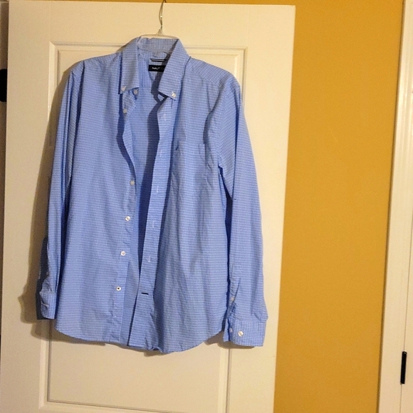 Nautica button down dress shirt. Blue and white pattern. - Picture 2 of 6